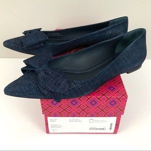 Tory Burch Navy Denim Suede Rosalind Ballet Flat